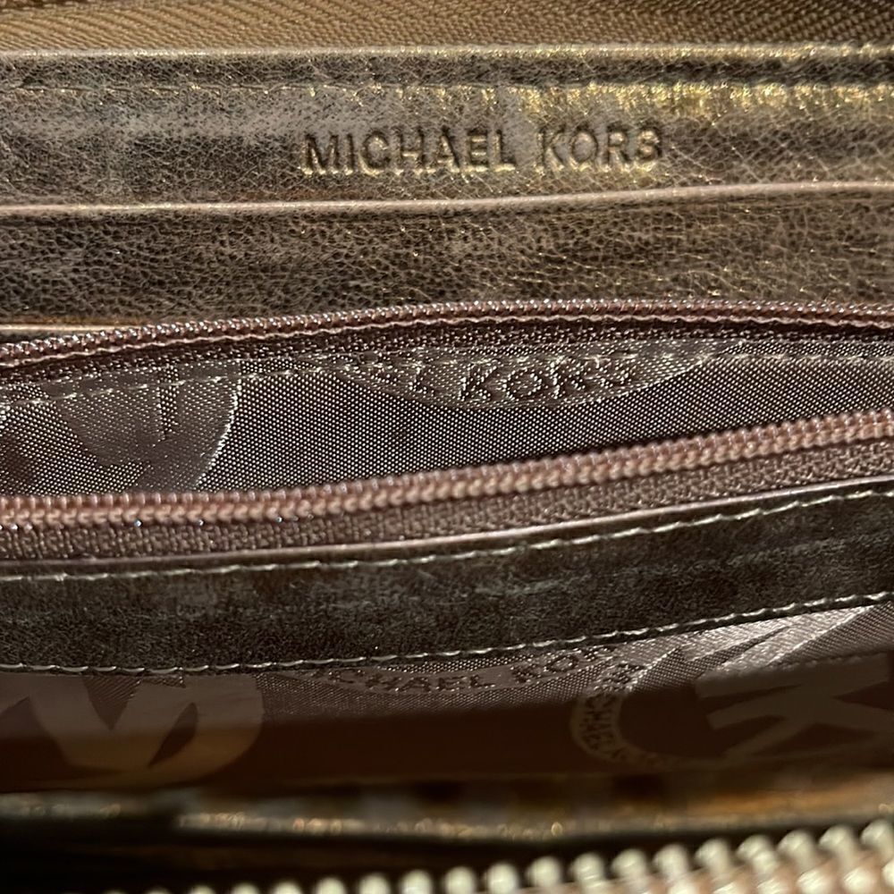 Michael Kors Metallic Leather Grommet Zip Around Wallet - Picture 11 of 15